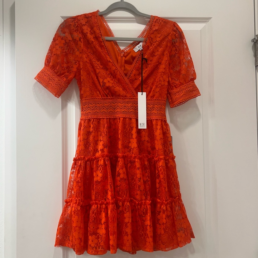 NWT Nordstrom NSR Scarlett Red Lace Skater Dress - Size XS